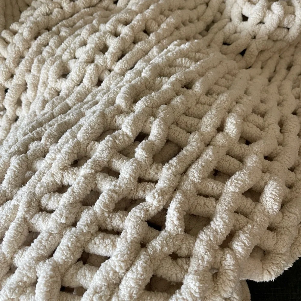 Cozy Cream Knitted Throw Blanket